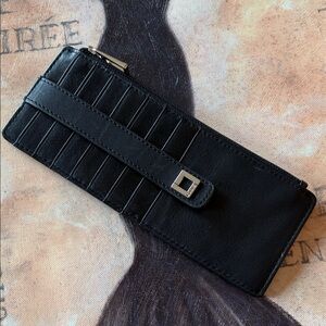 Lodis Black Leather Julia Long Stacker Wallet Accessory RFID Protected